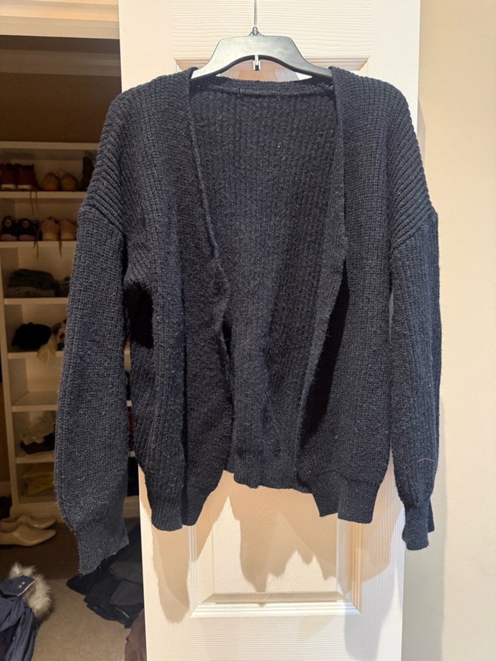 Black Open-Front Women’s Knit Cardigan Sweater